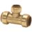 Tectite Classic  Brass Push-Fit Reducing Tee 22mm x 22mm x 15mm