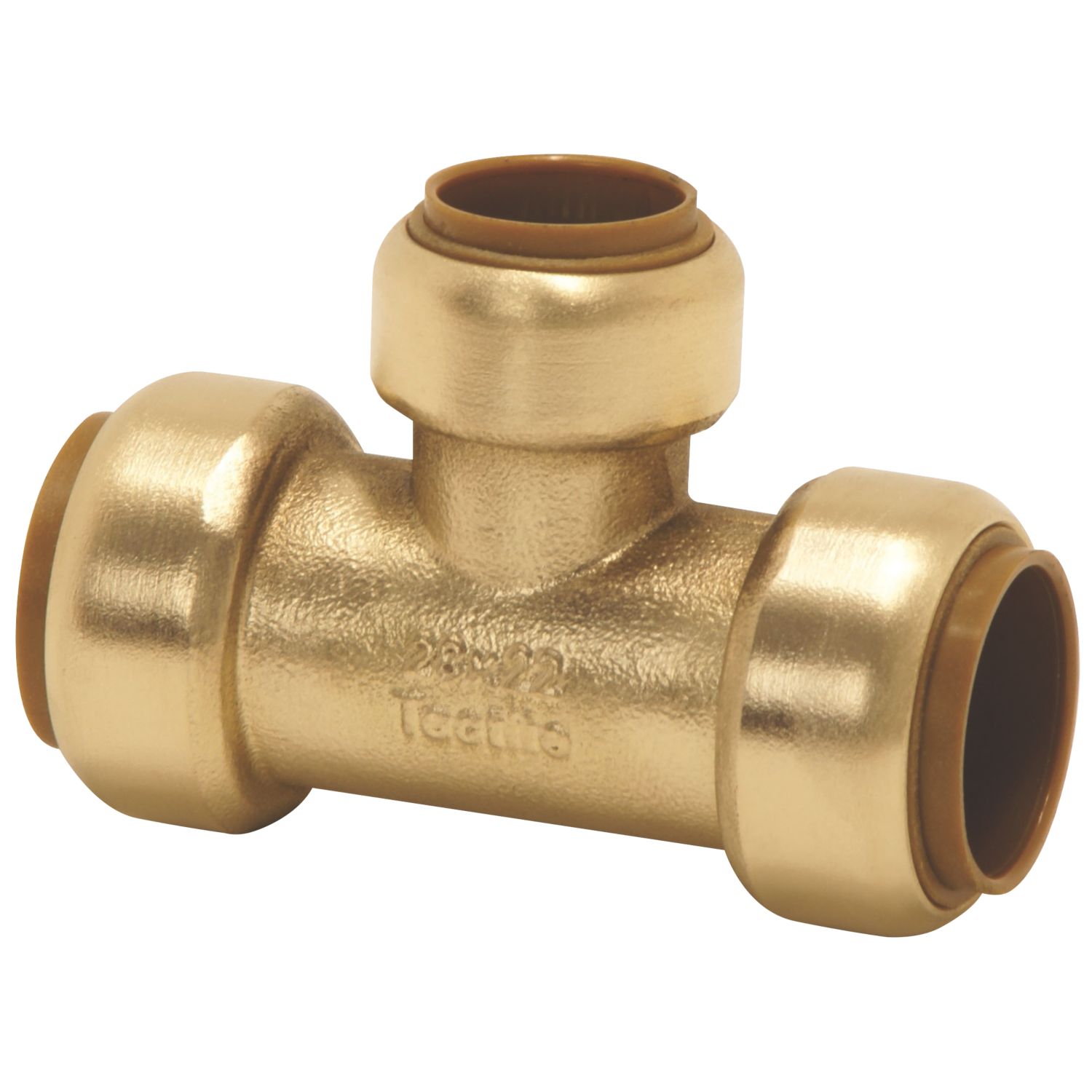 Tectite Classic Brass Push-Fit Reducing Tee 22mm x 22mm x 15mm (8650X)