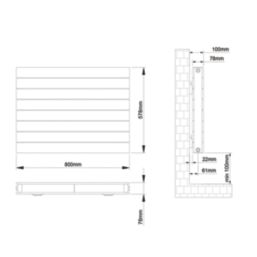 Flomasta  578mm x 800mm 2948BTU White Horizontal Designer Radiator