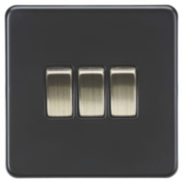 Knightsbridge  10AX 3-Gang 2-Way Light Switch  Matt Black