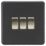 Knightsbridge  10AX 3-Gang 2-Way Light Switch  Matt Black