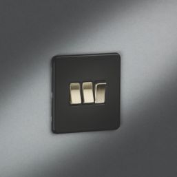 Knightsbridge  10AX 3-Gang 2-Way Light Switch  Matt Black