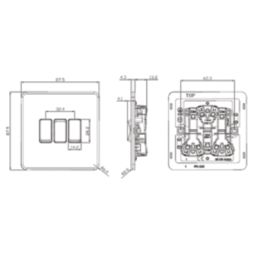 Knightsbridge  10AX 3-Gang 2-Way Light Switch  Matt Black