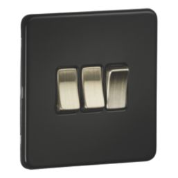 Knightsbridge  10AX 3-Gang 2-Way Light Switch  Matt Black
