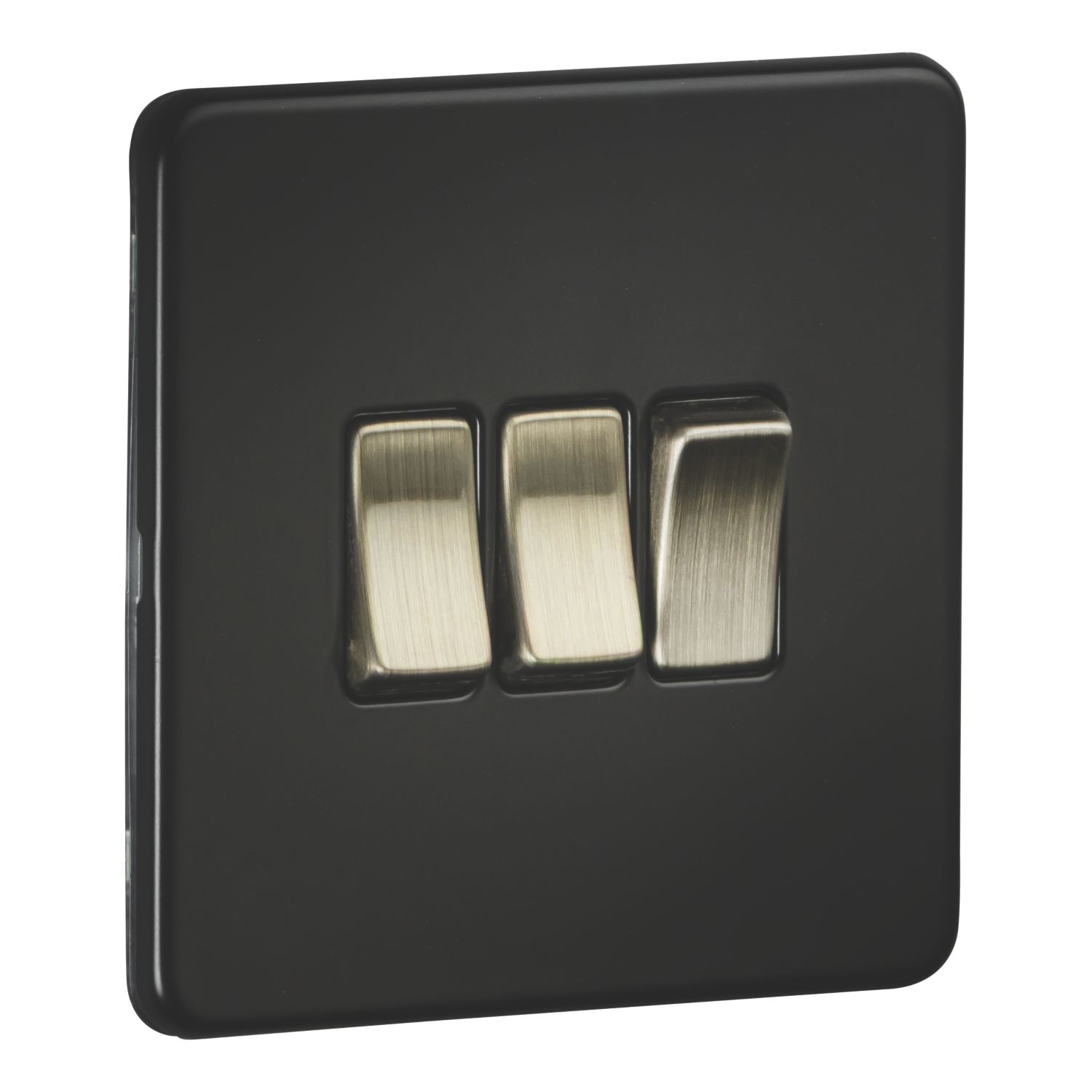Knightsbridge 10AX 3-Gang 2-Way Light Switch Matt Black (865AM)