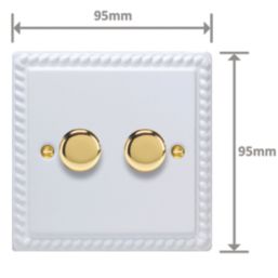 Varilight V-Pro 2-Gang 2-Way LED Dimmer Switch  Georgian White with Colour-Matched Inserts