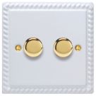 Varilight V-Pro 2-Gang 2-Way LED Dimmer Switch  Georgian White with Colour-Matched Inserts
