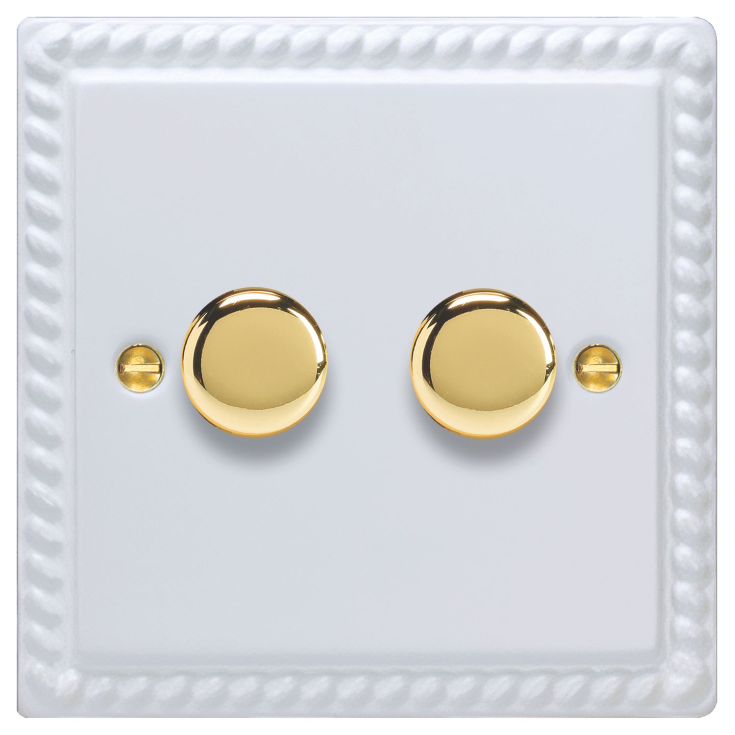 Varilight V-Pro 2-Gang 2-Way LED Dimmer Switch Georgian White with Colour-Matched Inserts (865EA)