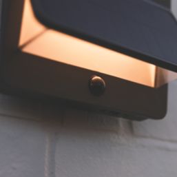 Lutec Aleta Outdoor LED Solar Wall Light With PIR Sensor Dark Grey 1100lm