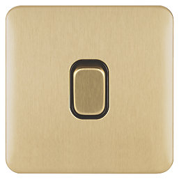 Schneider Electric Lisse Deco 20AX 1-Gang DP Control Switch Satin Brass  with Black Inserts