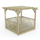 Forest Ultima 8' x 8' (Nominal) Flat Pergola & Decking Kit with 3 x Balustrades