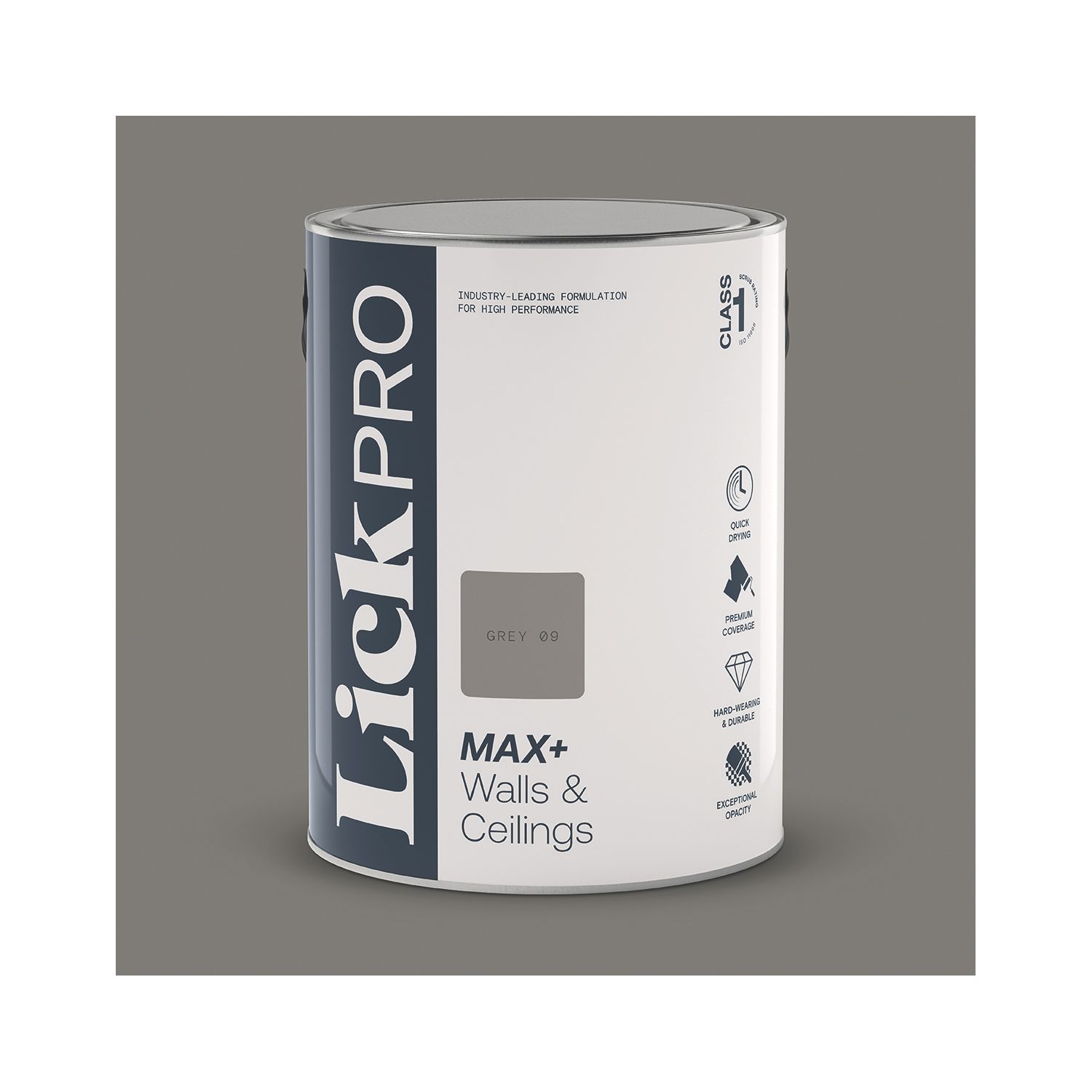 LickPro Max+ 5Ltr Grey 09 Matt Emulsion Paint (865JX)