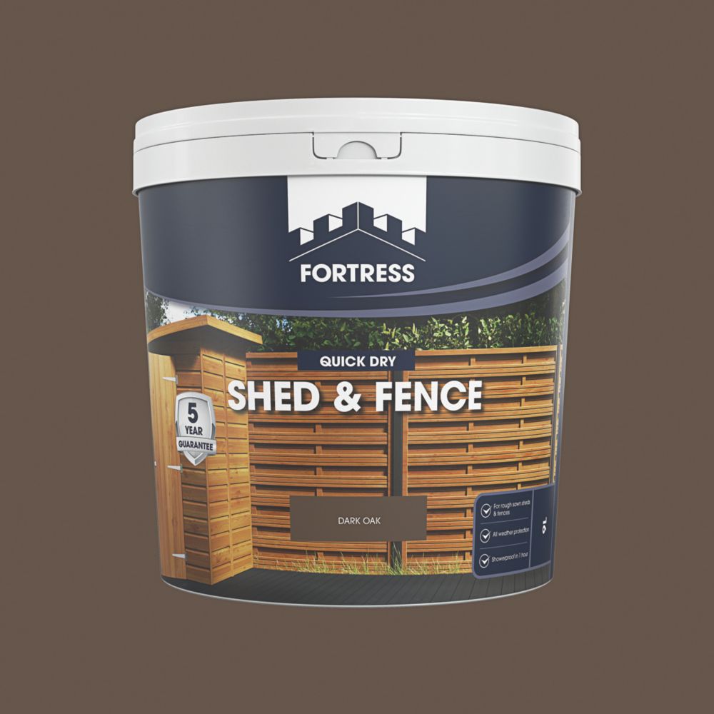 Fortress 9Ltr Dark Oak Shed Fence Stain Screwfix   865PC P