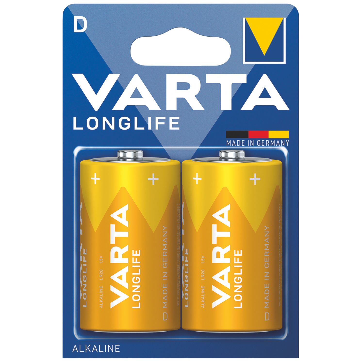 Varta Longlife D 1.5V Alkaline Batteries 2 Pack (865PH)