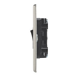Contactum iConic 10AX 4-Gang 2-Way Light Switch  Brushed Steel with Black Inserts