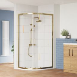 ETAL SMQU108BB-E6 Framed Offset Quadrant Shower Enclosure  Brushed Brass 980mm x 780mm x 1900mm