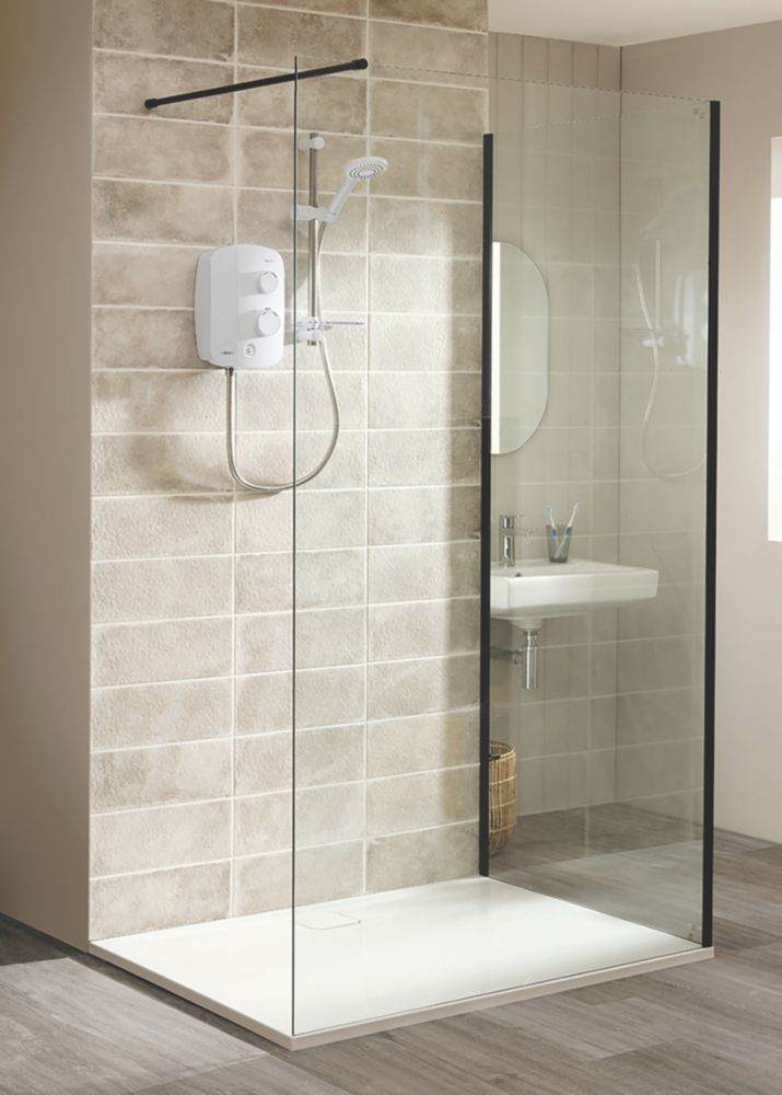 Triton Neo  Frameless Showerwall  Black 800mm x 2000mm