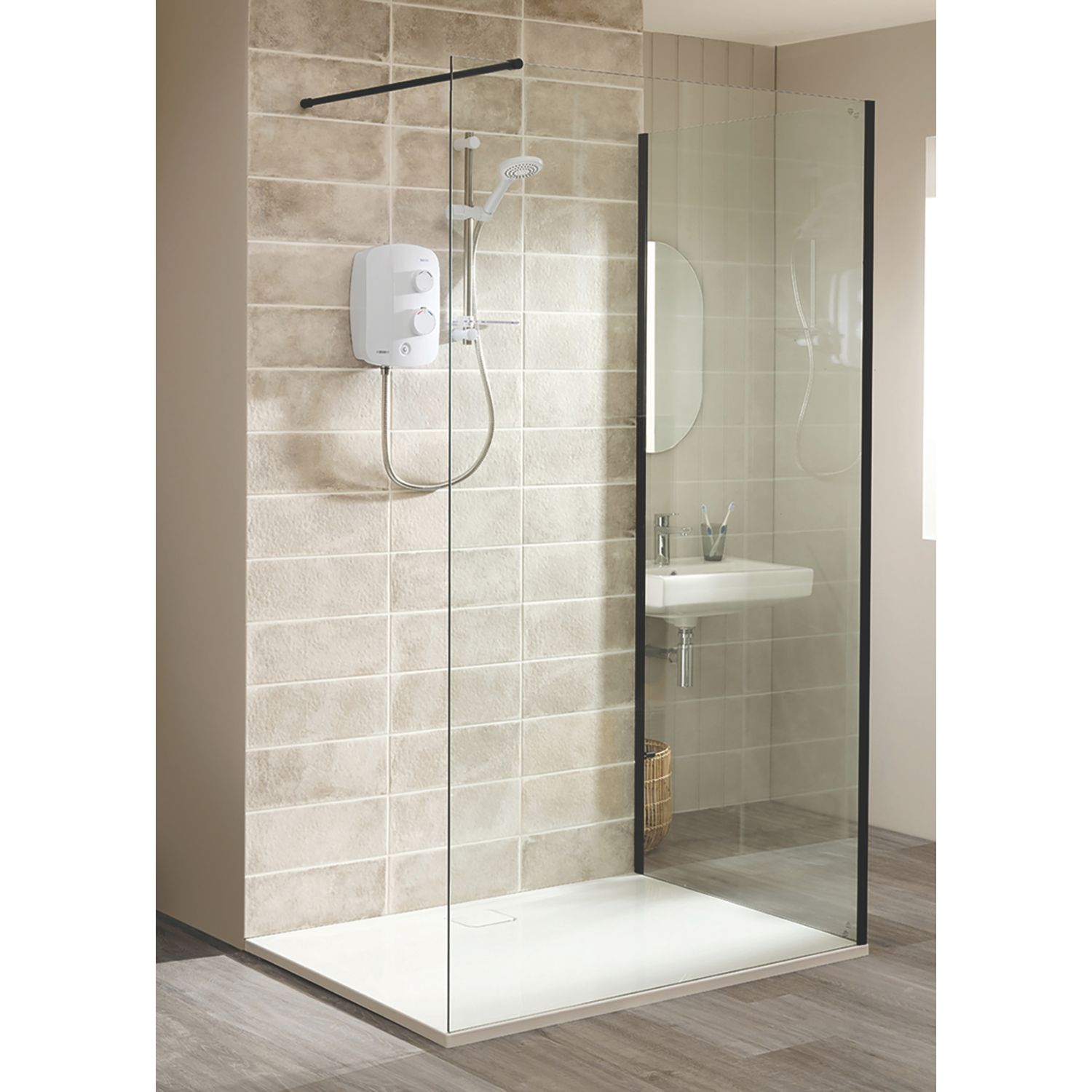 Triton Neo Frameless Showerwall Black 800mm x 2000mm (865TK)