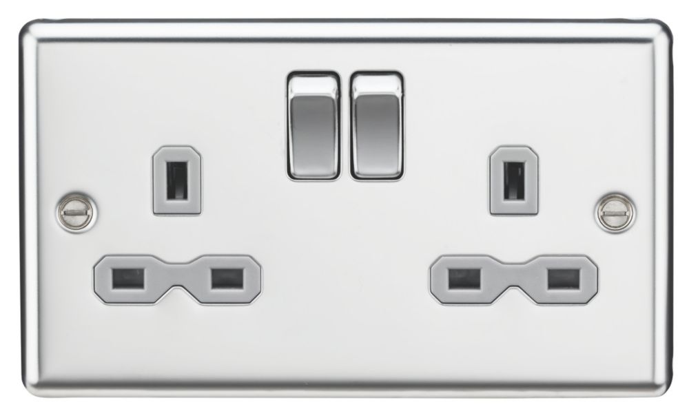 Knightsbridge 13A 2Gang DP Switched Double Socket Polished Chrome with