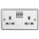 Knightsbridge CL9PCG 13A 2-Gang DP Switched Double Socket Polished Chrome  with Colour-Matched Inserts