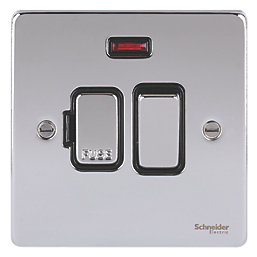 Schneider Electric Ultimate Low Profile 13A Switched Fused Spur with Neon Polished Chrome with Black Inserts