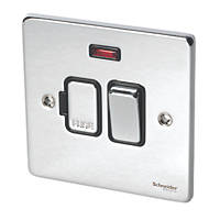 Schneider Electric Ultimate Low Profile 13A Switched Fused Spur with Neon Polished Chrome with Black Inserts