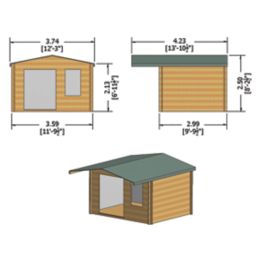 Shire Cannock 12' x 10' (Nominal) Apex Timber Log Cabin