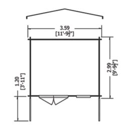 Shire Cannock 12' x 10' (Nominal) Apex Timber Log Cabin