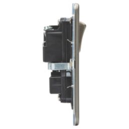 Knightsbridge  13A 2-Gang DP Multimedia Plate Antique Brass with Black Inserts