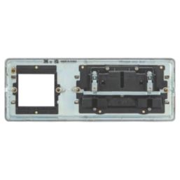 Knightsbridge  13A 2-Gang DP Multimedia Plate Antique Brass with Black Inserts