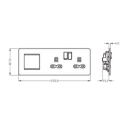 Knightsbridge  13A 2-Gang DP Multimedia Plate Antique Brass with Black Inserts