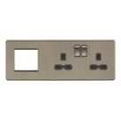 Knightsbridge  13A 2-Gang DP Multimedia Plate Antique Brass with Black Inserts