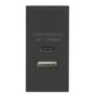 Knightsbridge  Modular 3.1A 15.5W 2-Outlet Type A & C USB Socket Black