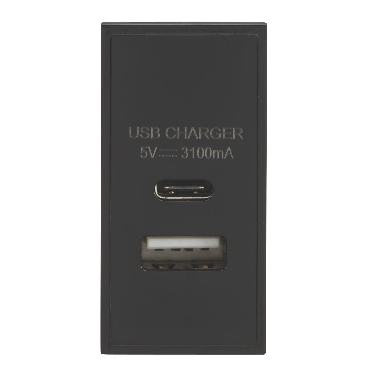 Knightsbridge Modular 3.1A 15.5W 2-Outlet Type A & C USB Socket Black (866CR)