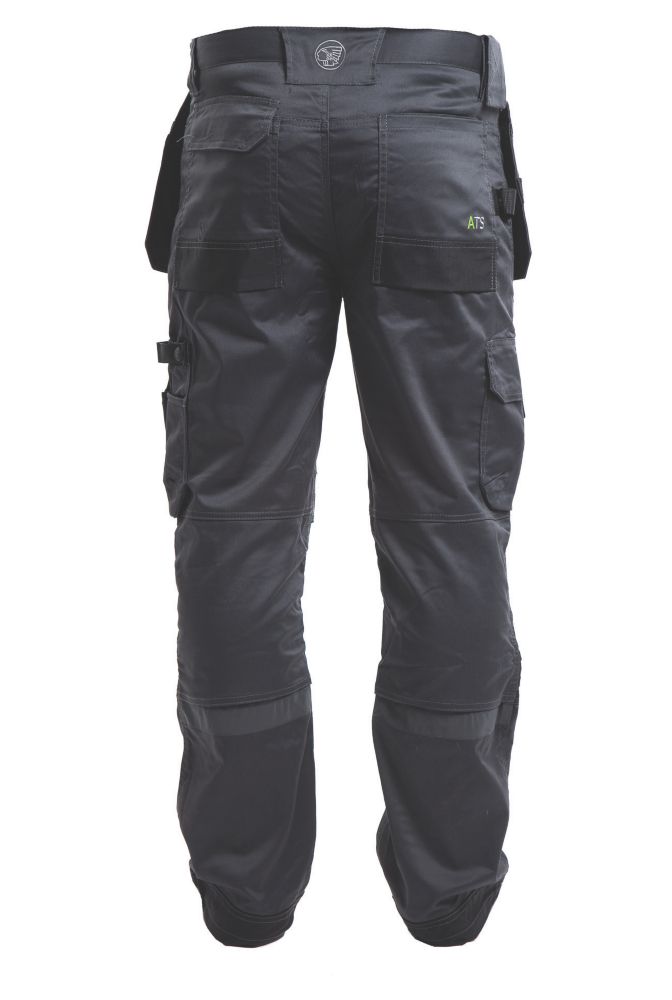 Apache ATS 3D Stretch Work Trousers Black / Grey 30 W 29 L - Screwfix