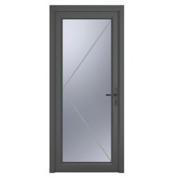Crystal  Fully Glazed 1-Obscure Light Left-Handed Anthracite Grey uPVC Back Door 2090mm x 890mm