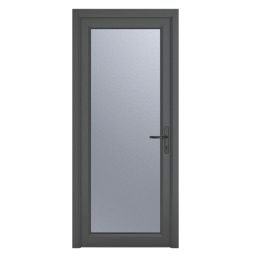 Crystal  Fully Glazed 1-Obscure Light Left-Handed Anthracite Grey uPVC Back Door 2090mm x 890mm