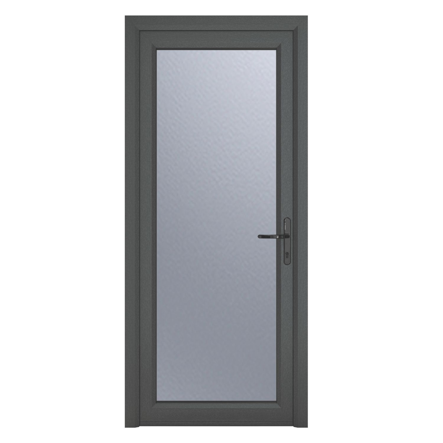 Crystal Fully Glazed 1-Obscure Light Left-Handed Anthracite Grey uPVC Back Door 2090mm x 890mm (866JP)