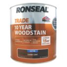 Ronseal 2.5Ltr Dark Oak Satin Water-Based Wood Stain