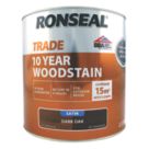 Ronseal 2.5Ltr Dark Oak Satin Water-Based Exterior Wood Stain