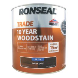 Ronseal 2.5Ltr Dark Oak Satin Water-Based Exterior Wood Stain