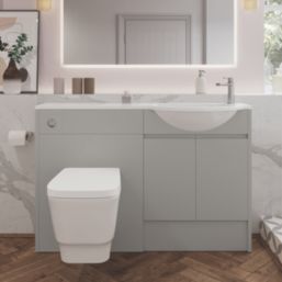 Alaska Bathroom Fitted Furniture Pack RH Vanity with Basin Pearl Grey Matt 1244mm x 355mm x 997mm