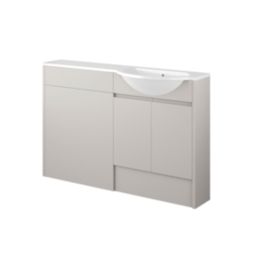 Alaska Bathroom Fitted Furniture Pack RH Vanity with Basin Pearl Grey Matt 1244mm x 355mm x 997mm