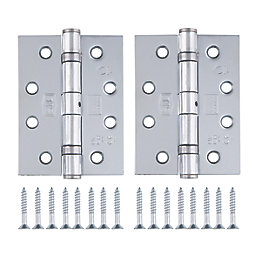 Smith & Locke  Polished Chrome Grade 13 Fire Rated Ball Bearing Door Hinges 102mm x 76mm 2 Pack