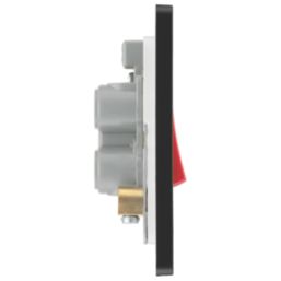 British General Evolve 45A 1-Gang 2-Pole Cooker Switch Satin Brass with LED with Black Inserts