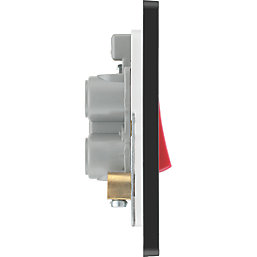 British General Evolve 45A 1-Gang 2-Pole Cooker Switch Satin Brass with LED with Black Inserts