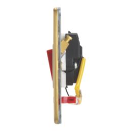 Contactum Lyric 32A 1-Gang DP Control Switch Brushed Brass with Neon with White Inserts