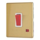 Contactum Lyric 32A 1-Gang DP Control Switch Brushed Brass with Neon with White Inserts