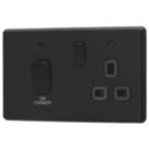 Arlec  45A 2-Gang DP Cooker Switch Black with Neon with Colour-Matched Inserts