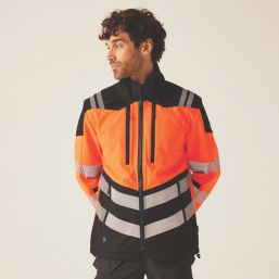 Regatta Hi Vis XPro 3 Layer Softshell  Jacket Black/Orange Large 42" Chest